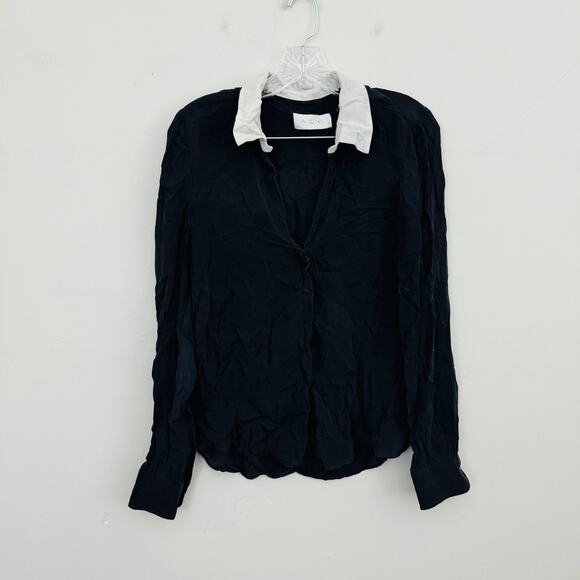 A.L.C. Black Long Sleeve V Neck Blouse Women’s Size S - Picture 1 of 7